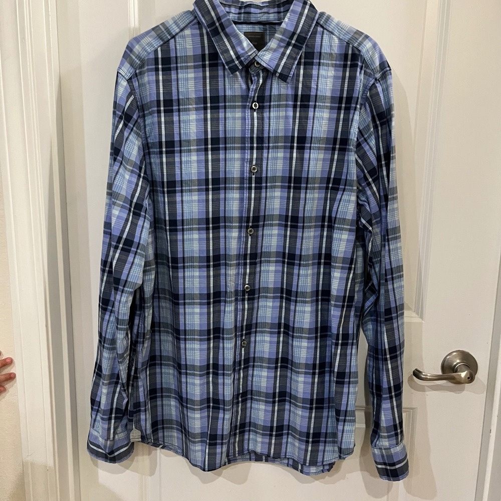 Gap Mens XL Blue Plaid Long Sleeve Button Down Shirt Designed & Crafted